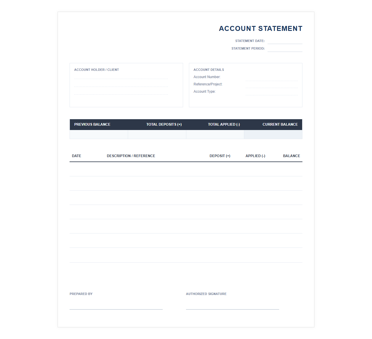 Retainer and Deposit Account Statement
