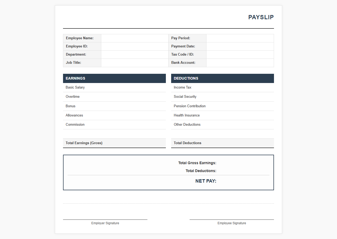 Salary Employee Gross to Net Payslip Template