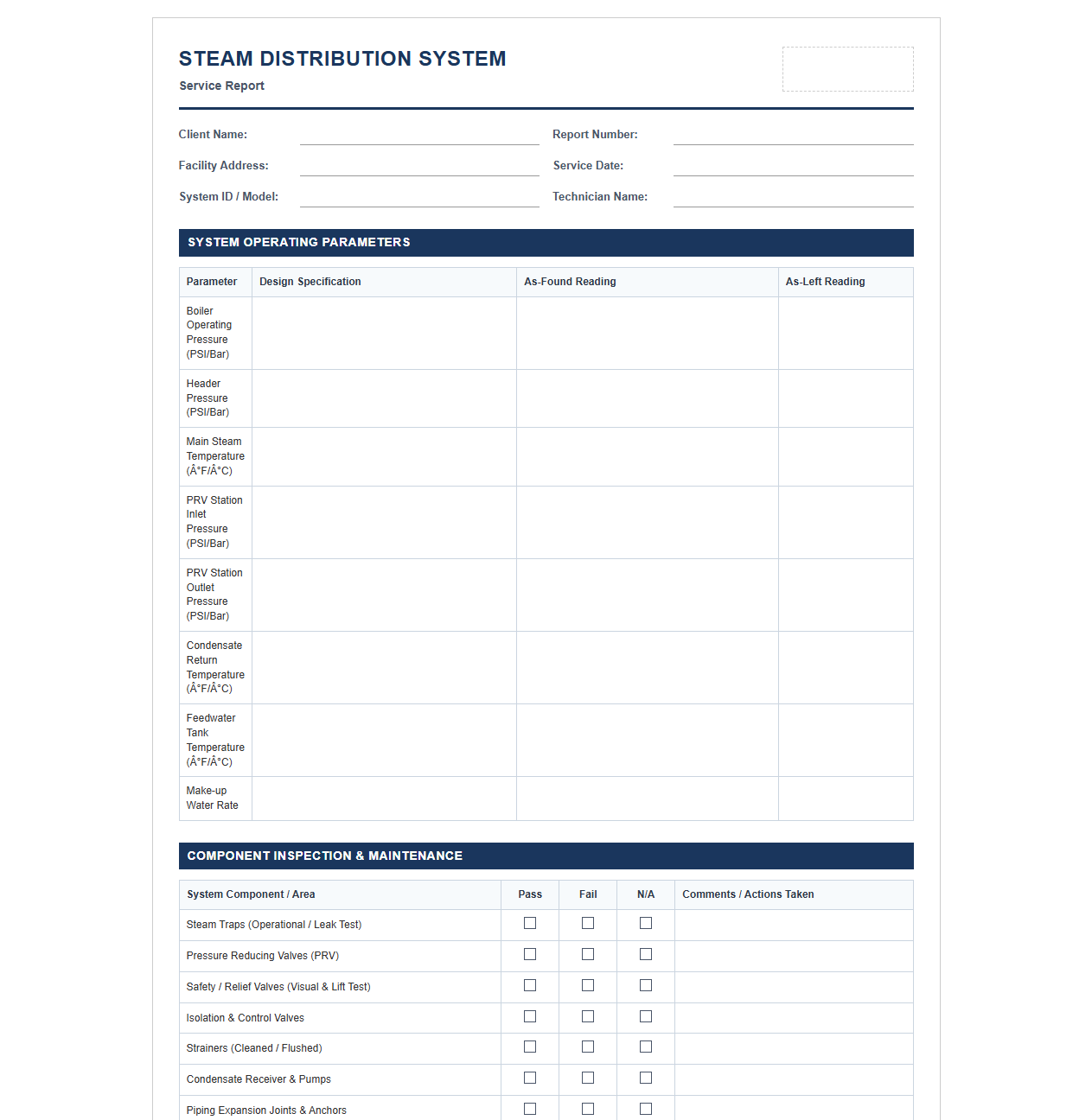 Steam Distribution System Service Report