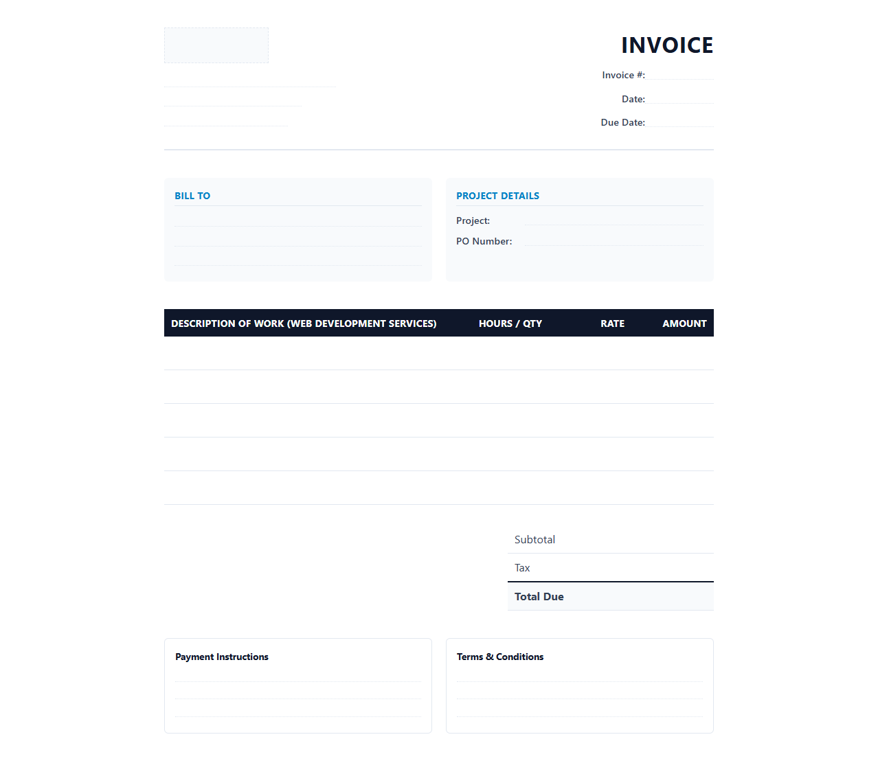 Web Development Service Invoice Template