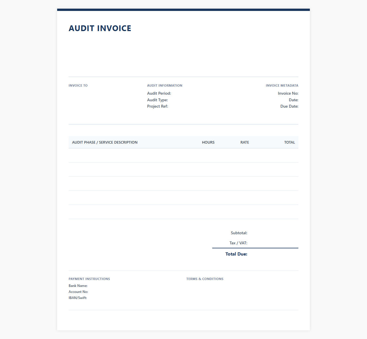 Audit Service Invoice Template