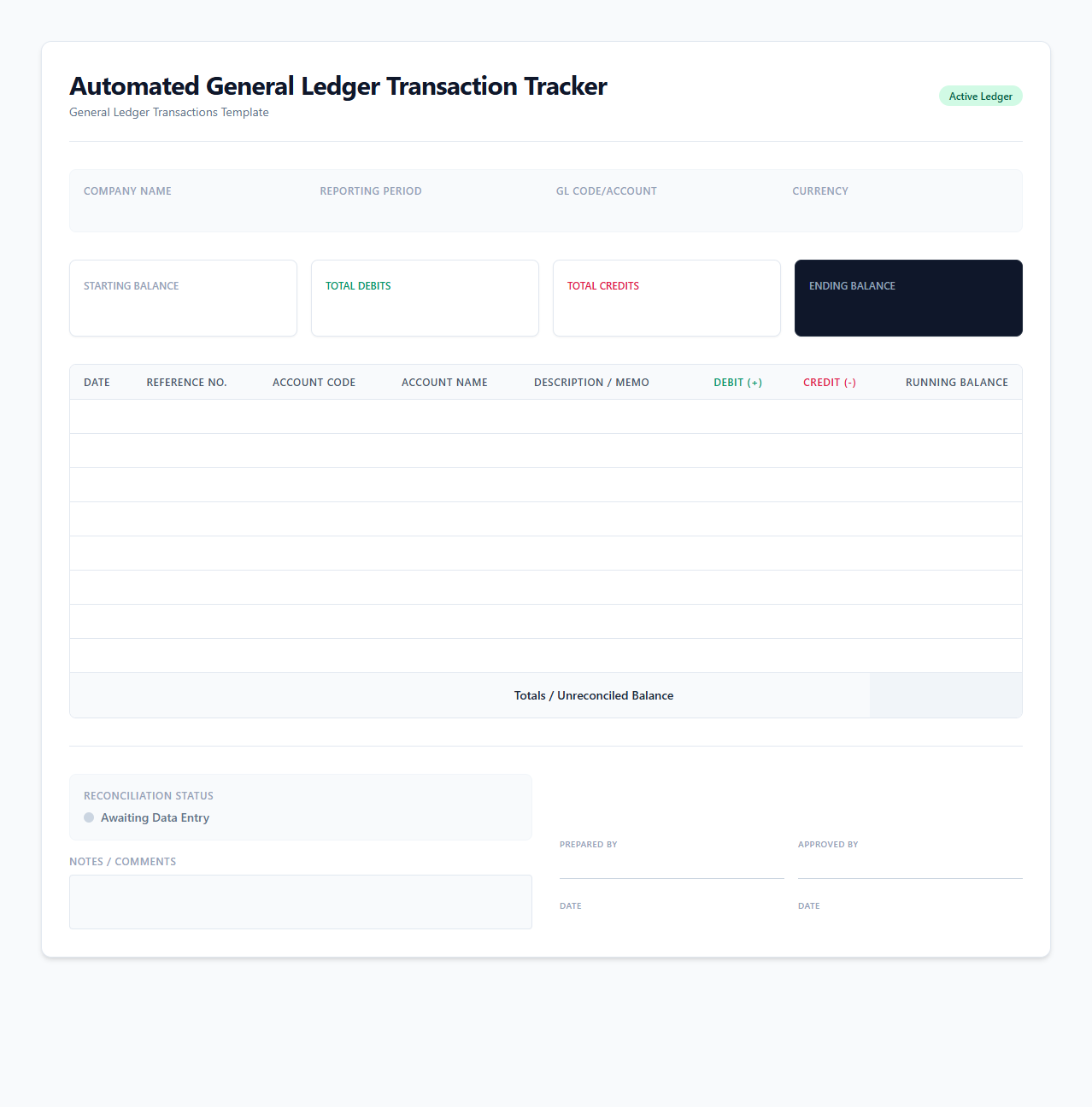 Automated General Ledger Transaction Tracker