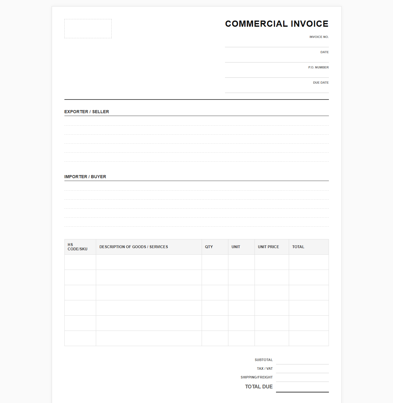 Commercial Goods and Services Invoice