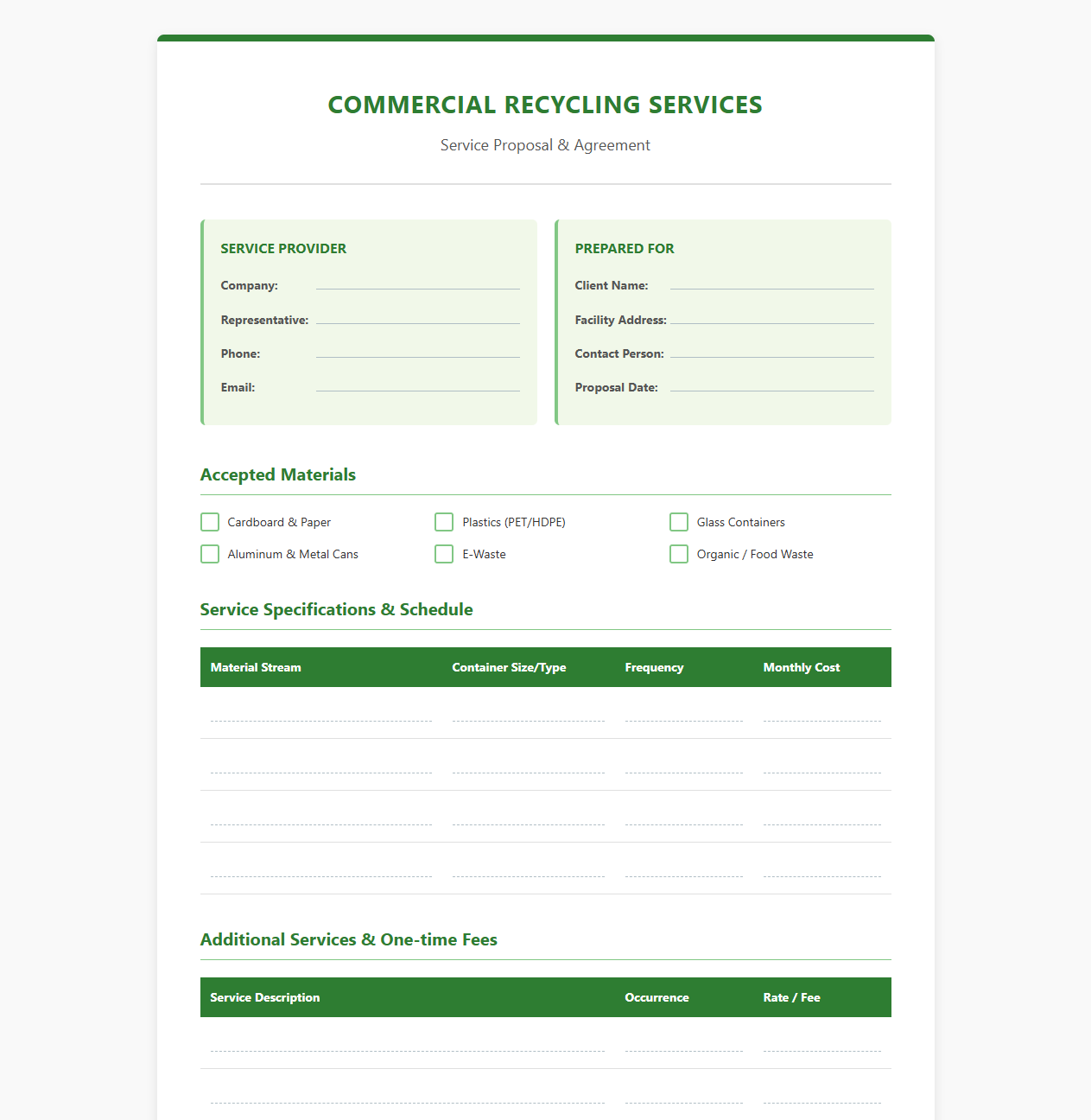 Commercial Recycling Services Proposal Template