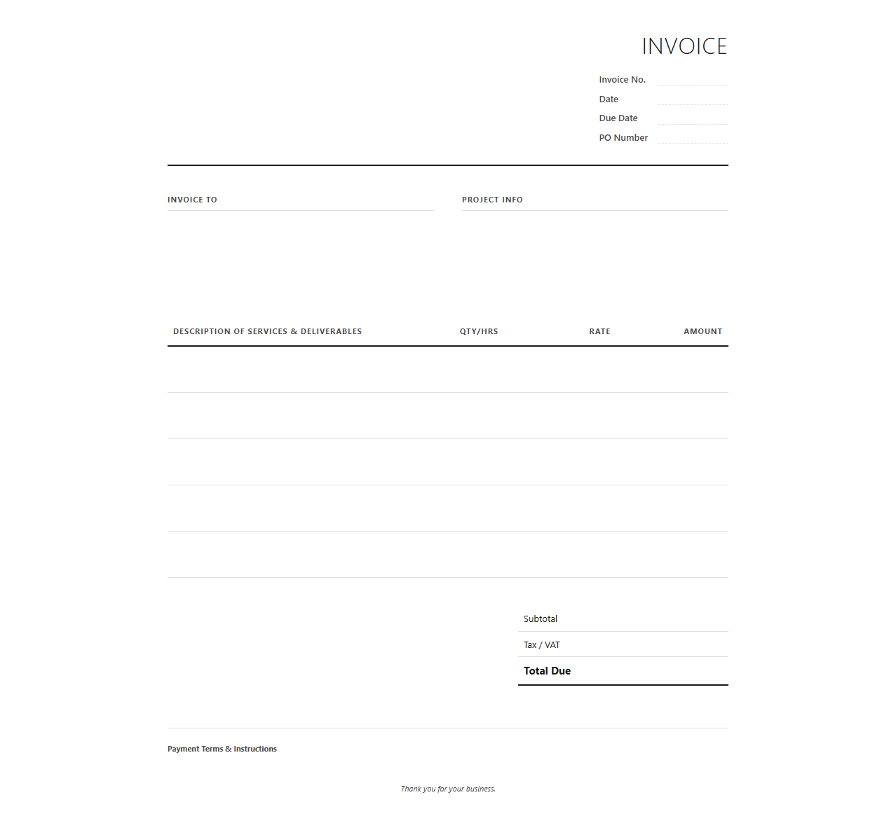 Commercial Videography Billing Template