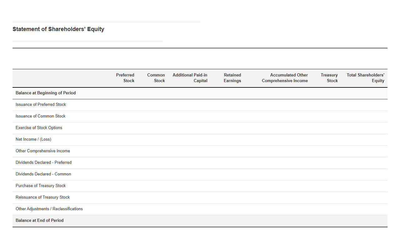 Company Equity Tracking Statement Template