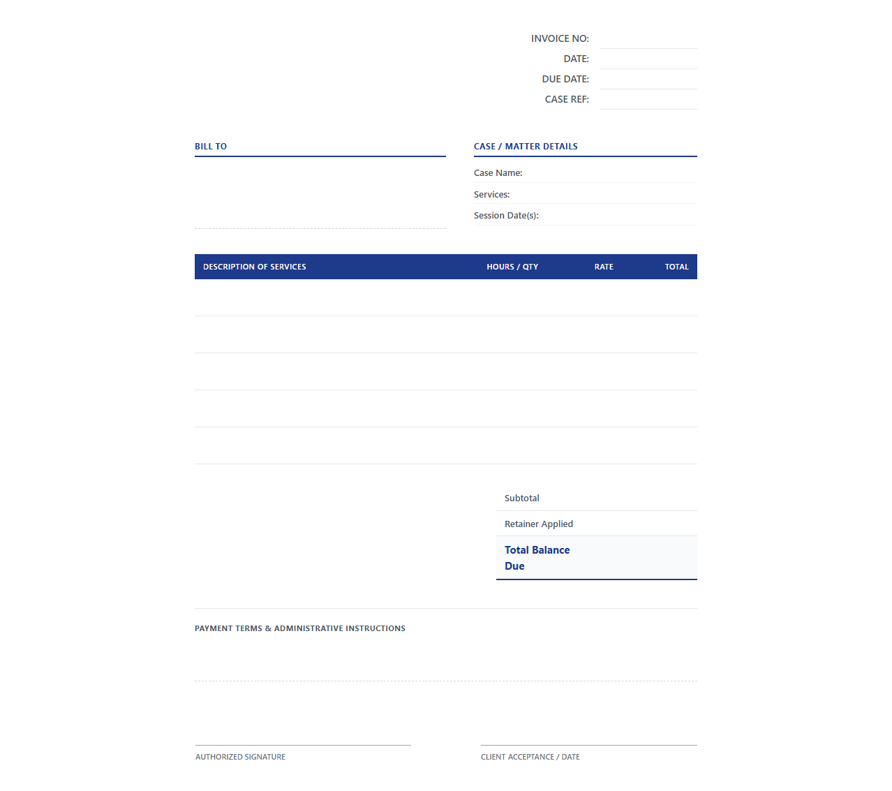 Corporate Mediation and Arbitration Invoice Document