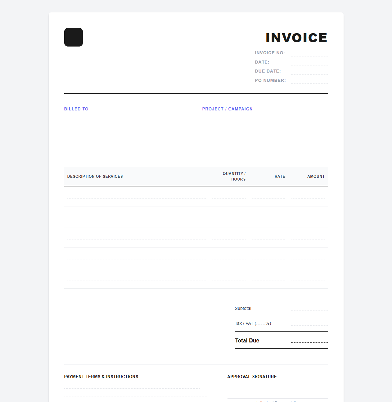 Creative Content Agency Invoice Template