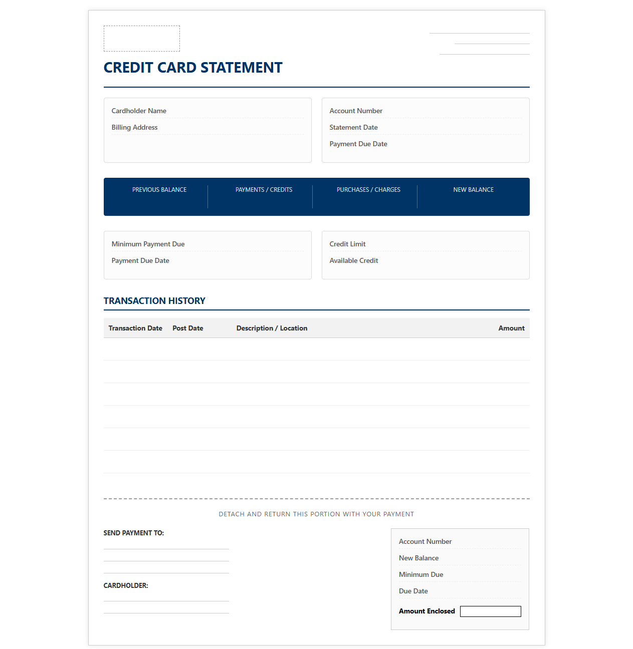 Credit Card Payment Due Statement Format