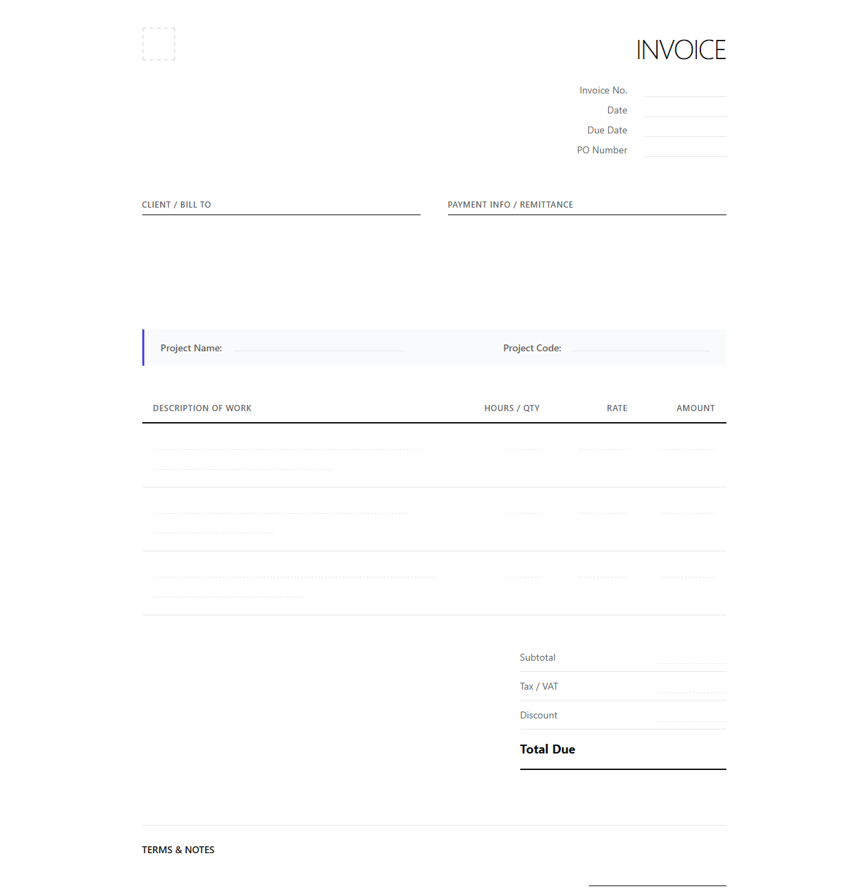 Design Agency Project Invoice