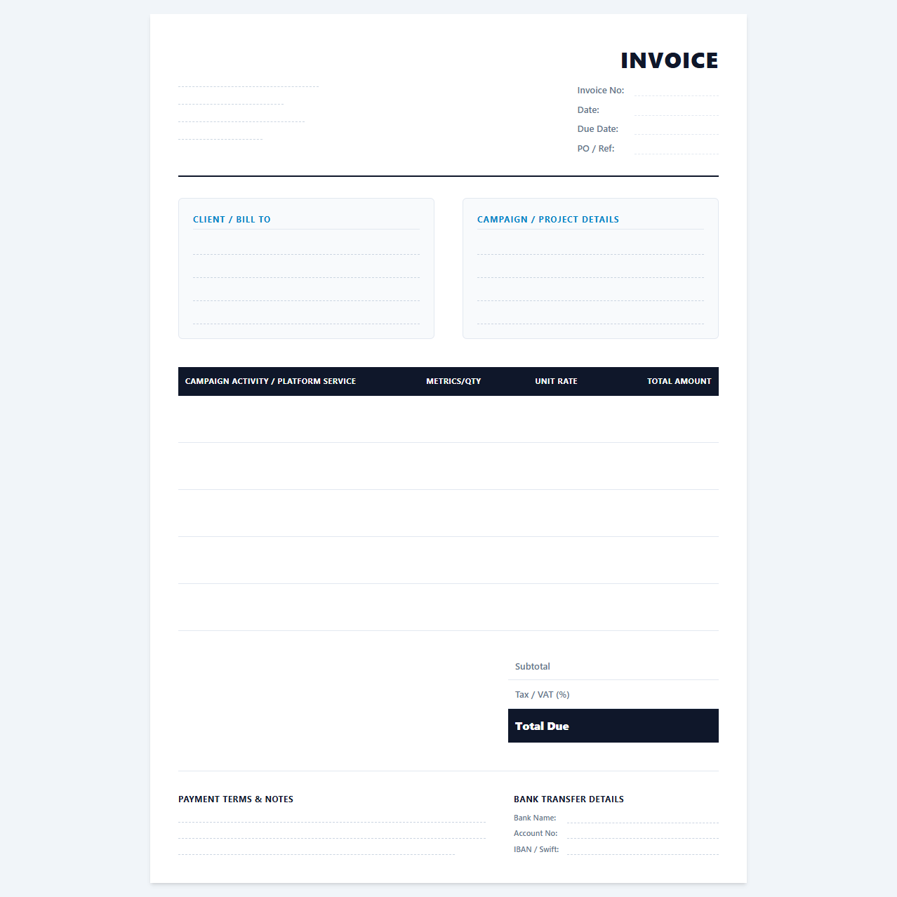 Digital Marketing and Advertising Invoice Template