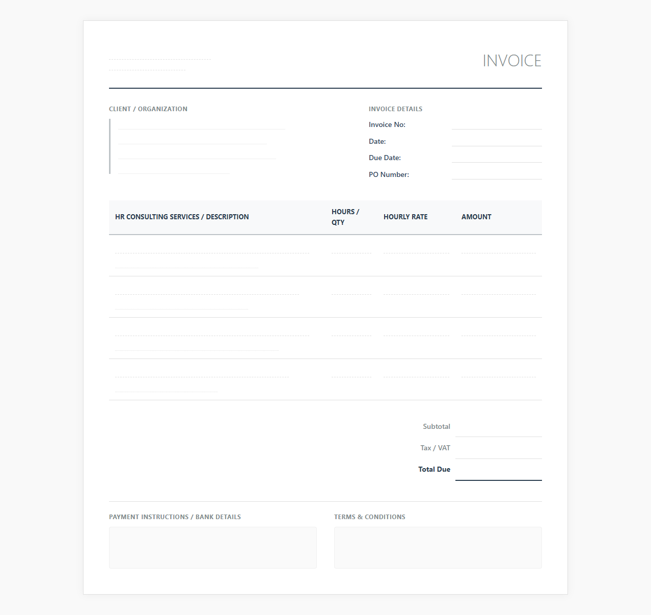 Freelance HR Consultant Billing Template