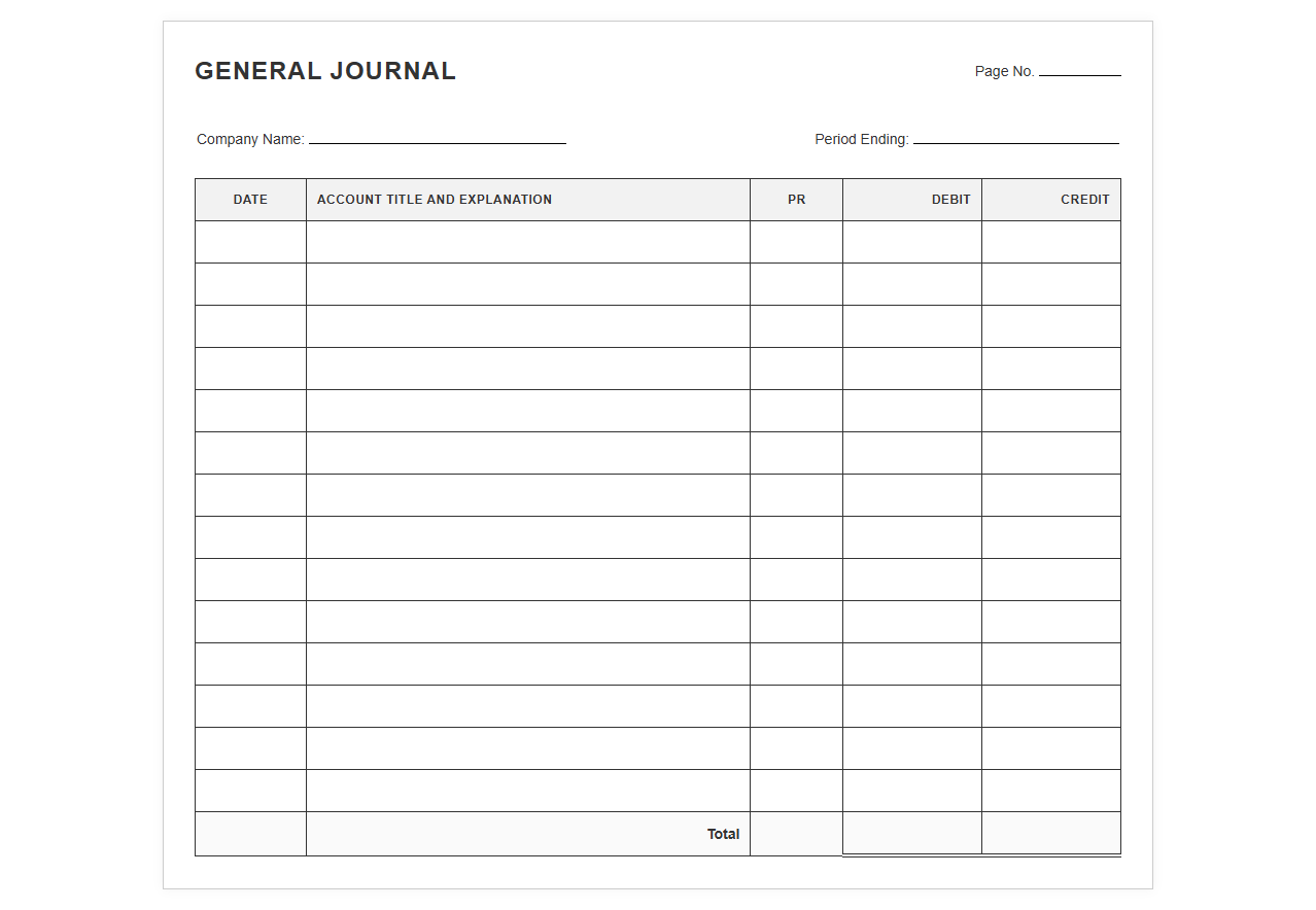 General Journal Ledger Template