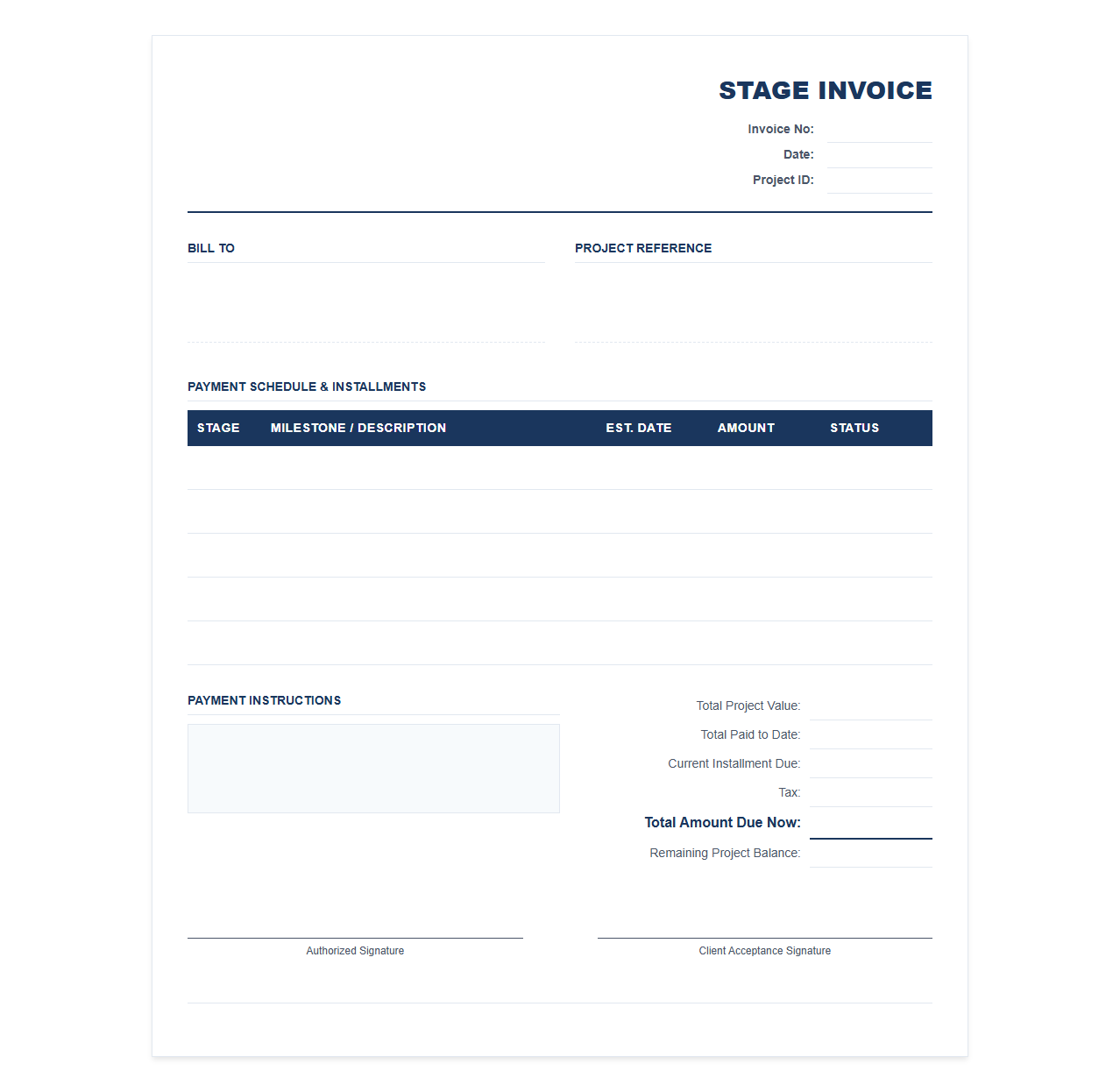Installment Billing Invoice Template