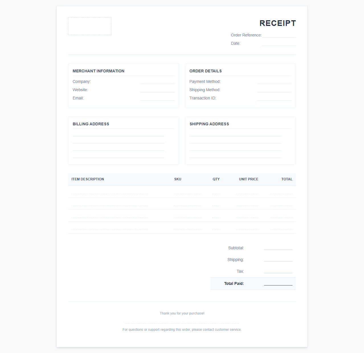 Internet Sales Order Confirmation Template