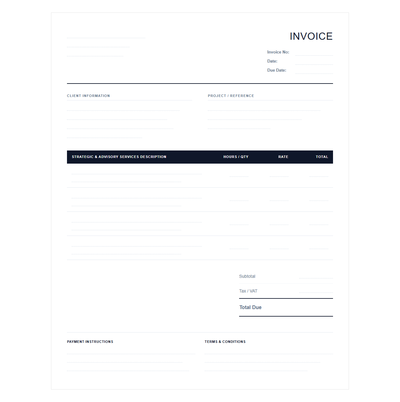 Invoice Template for Advisory and Strategic Services