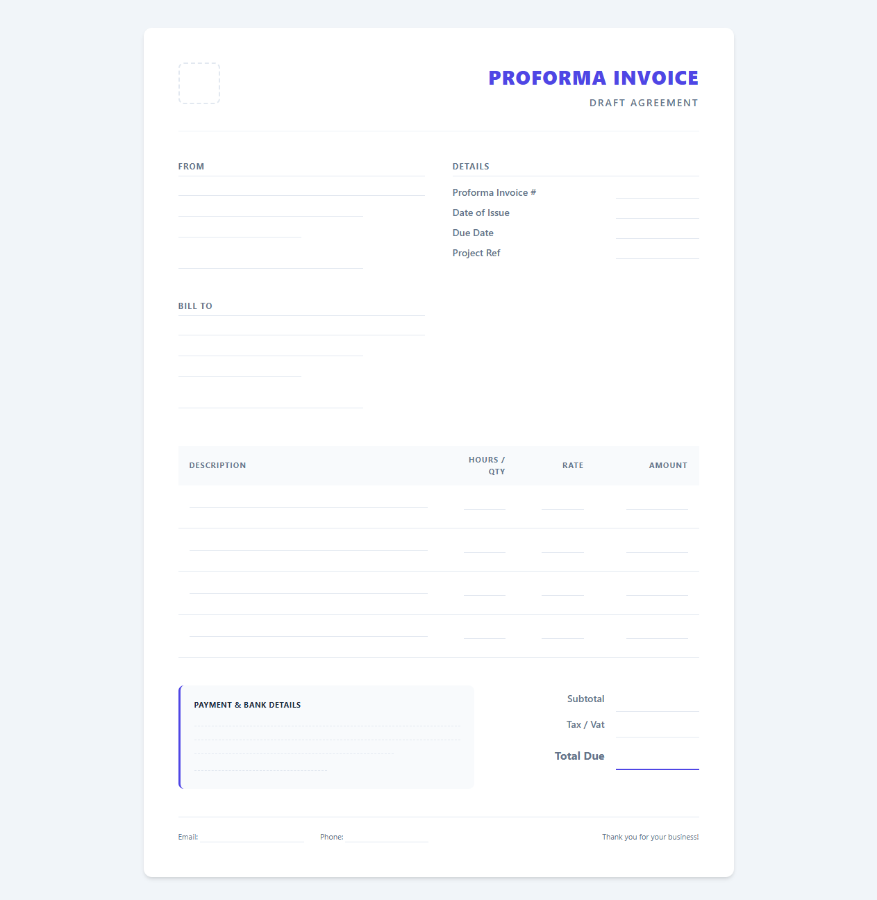 Modern Freelancer Proforma Invoice Format