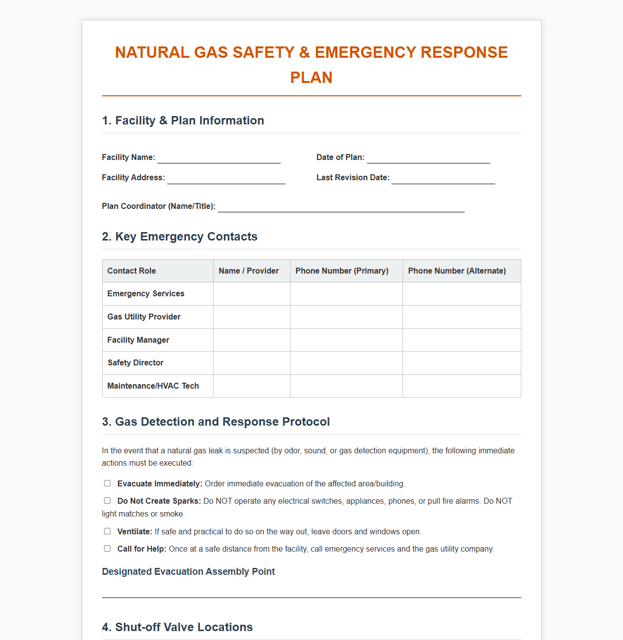 Natural Gas Safety and Emergency Response Plan
