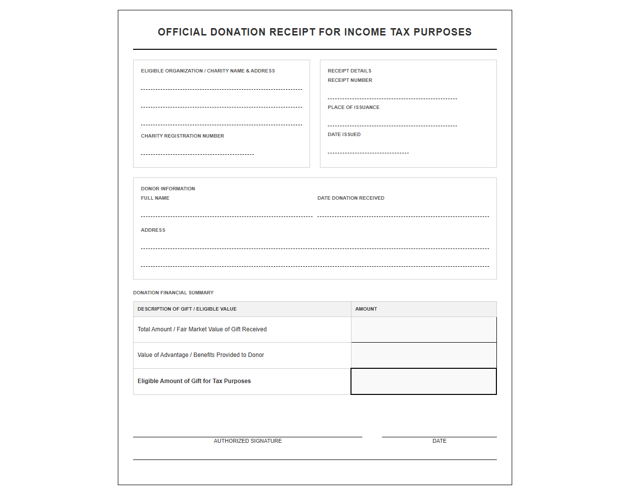 Official Donation Receipt for Income Tax Purposes