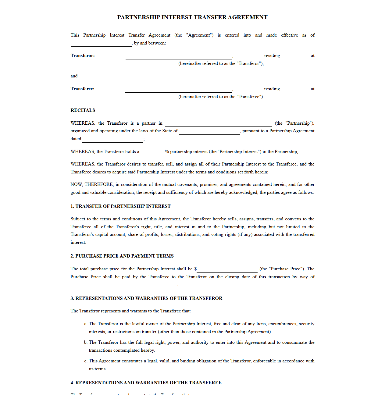 Partnership Interest Transfer Agreement