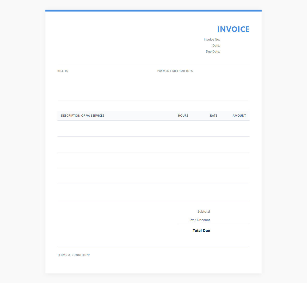 Professional VA Services Billing Template