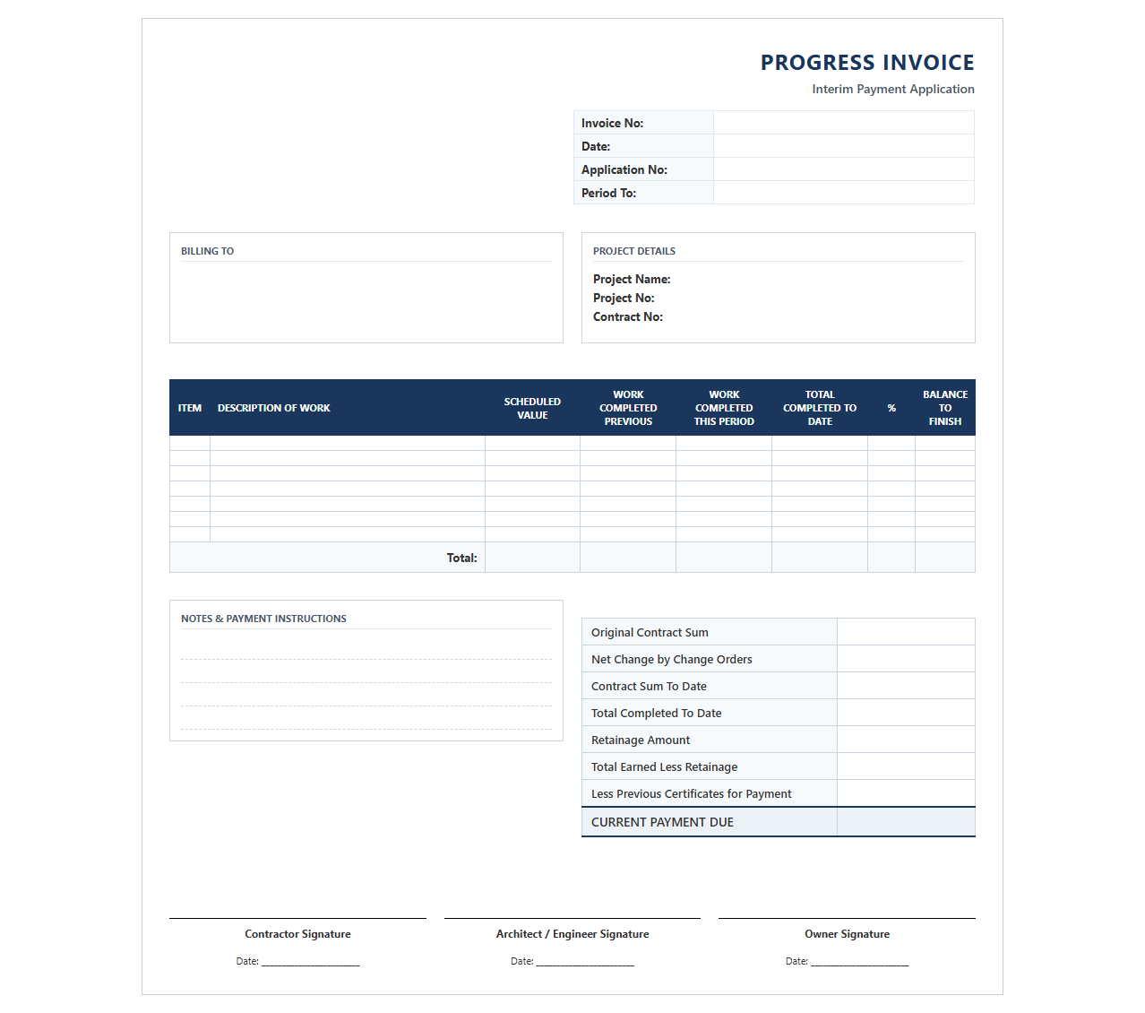 Progressive Billing Invoice Template
