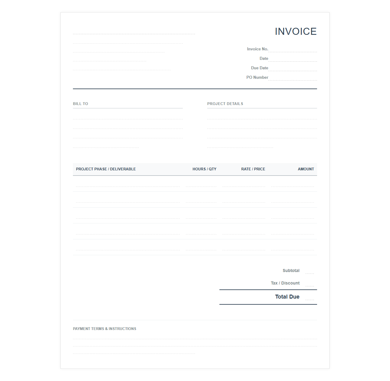Project-Based Consulting Services Invoice Template