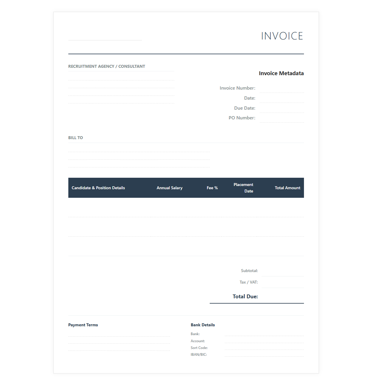 Recruitment Consultant Billing Template