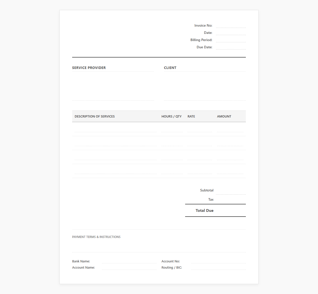 Recurring Client Billing Template for Professionals