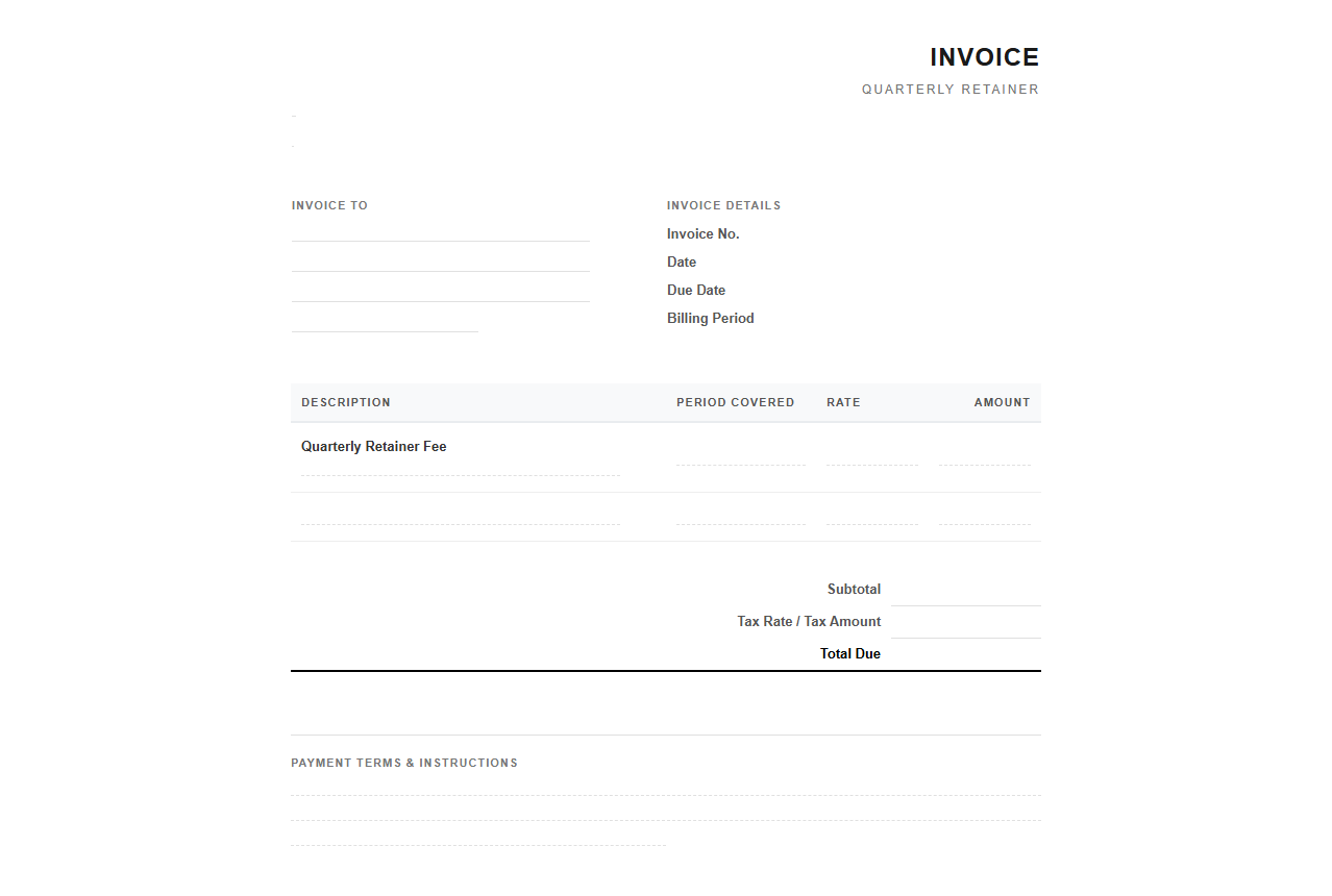 Recurring Quarterly Retainer Invoice