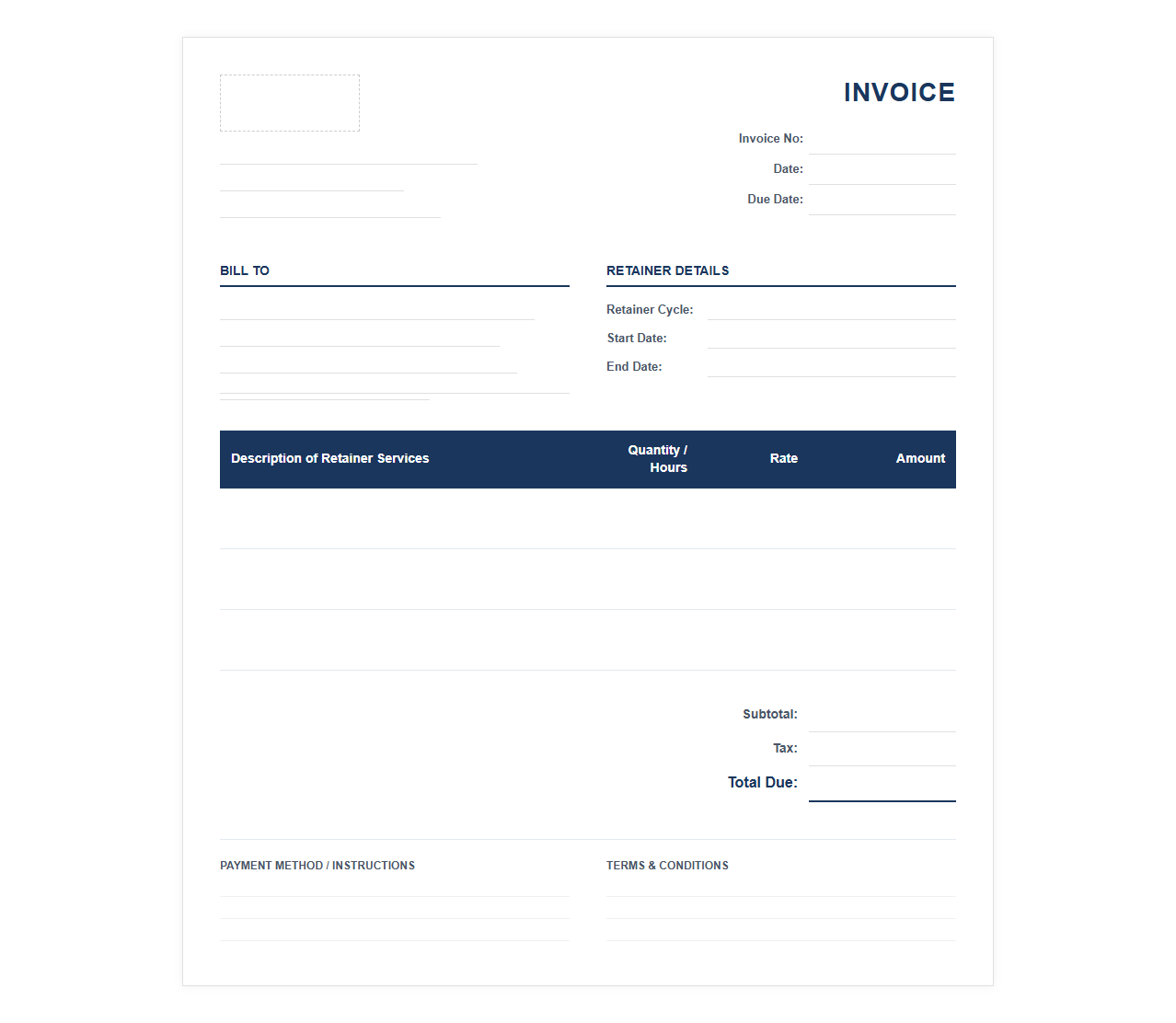 Recurring Retainer Fee Invoice Template