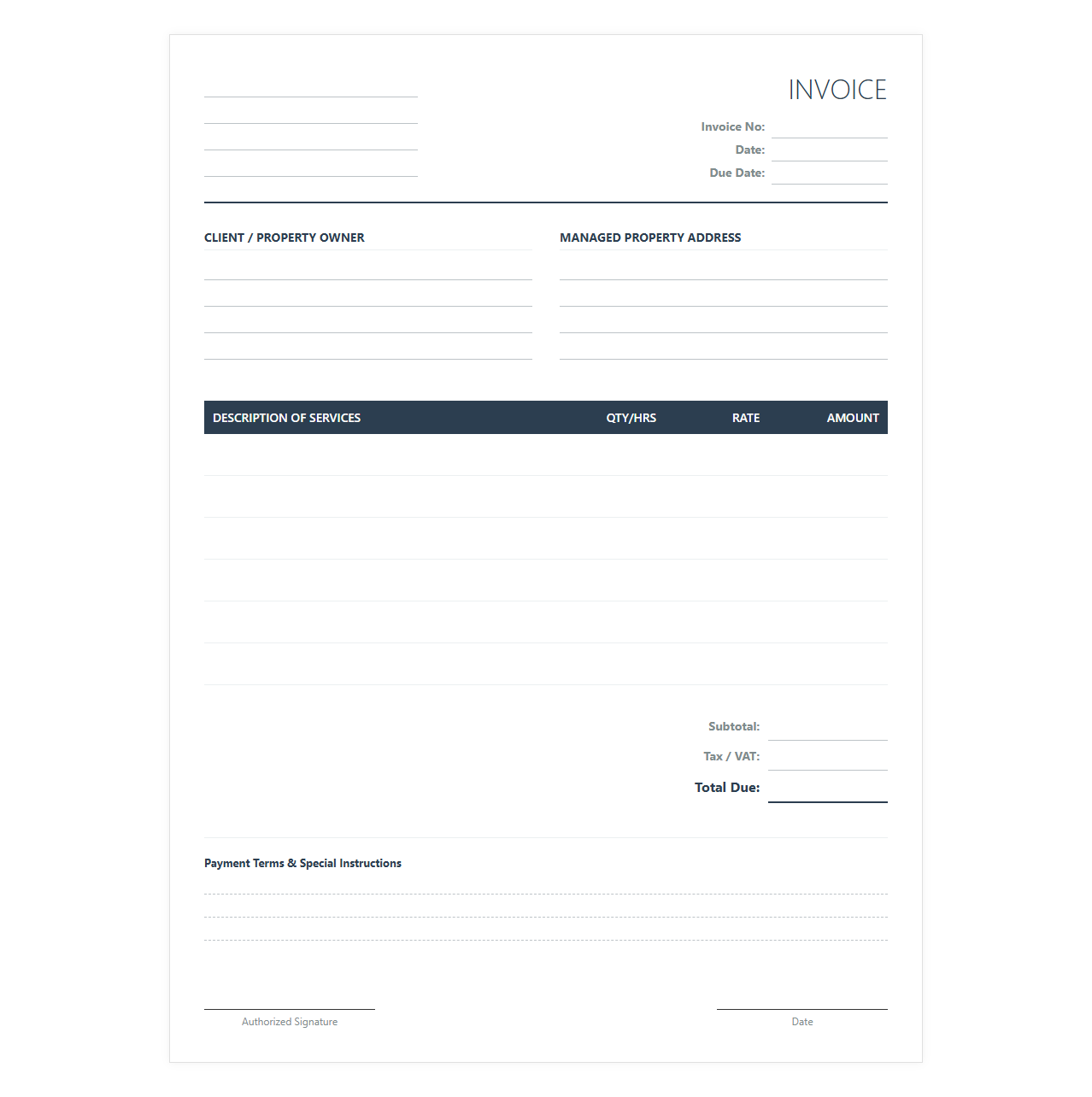 Rental Property Management Service Invoice Template