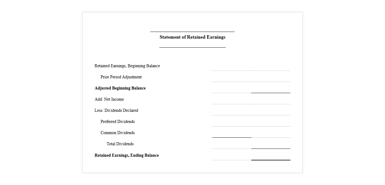 Standard Retained Earnings Account Statement
