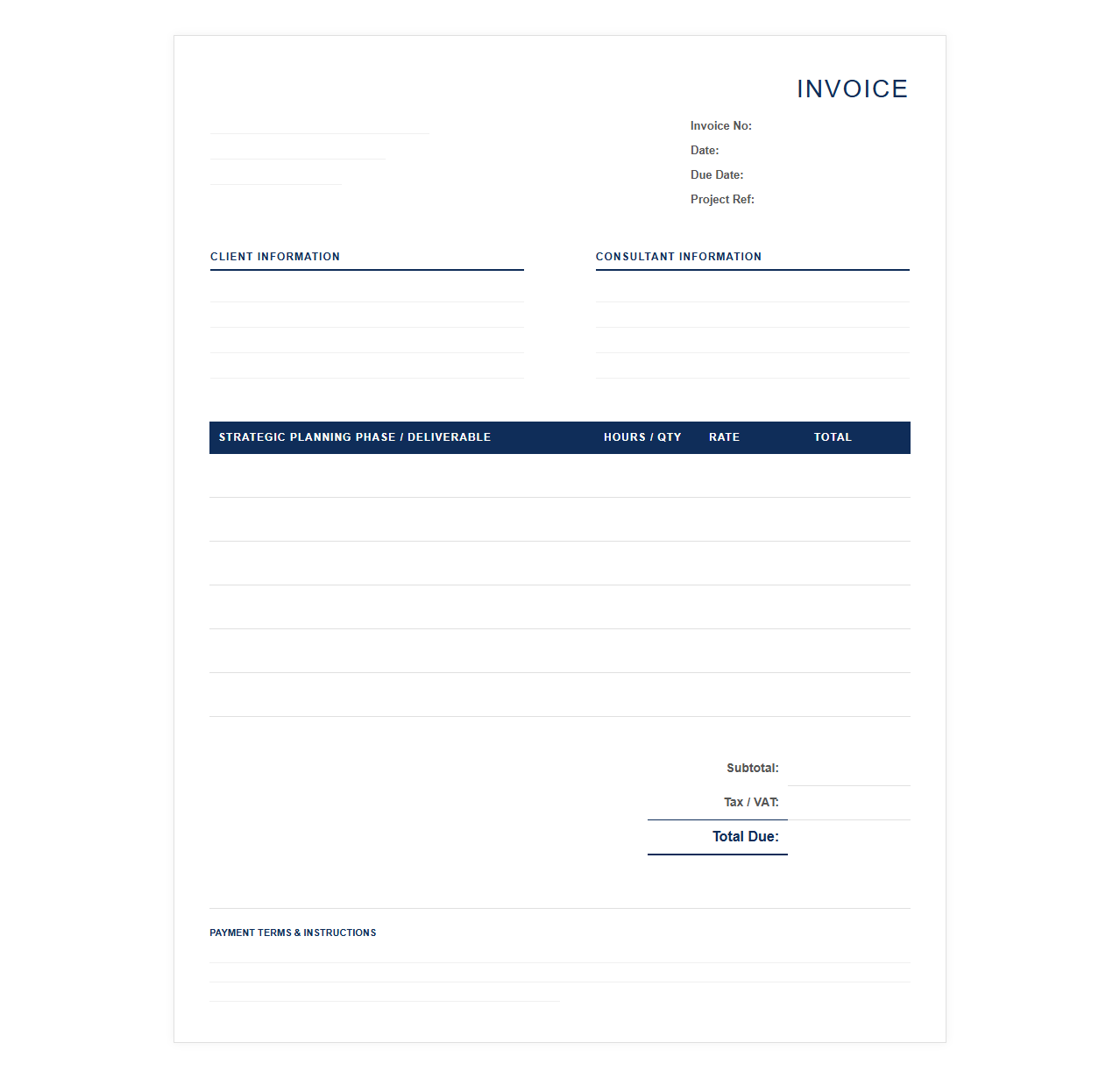 Strategic Planning Service Invoice Template