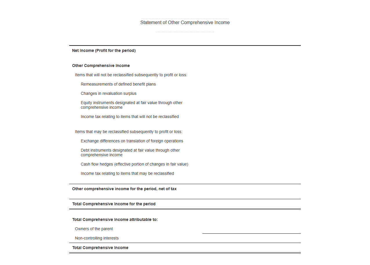 Two-Statement Comprehensive Income Report Layout