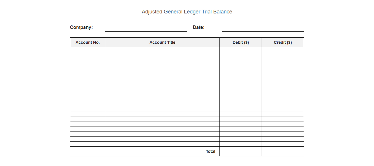 Adjusted General Ledger Trial Balance Ledger