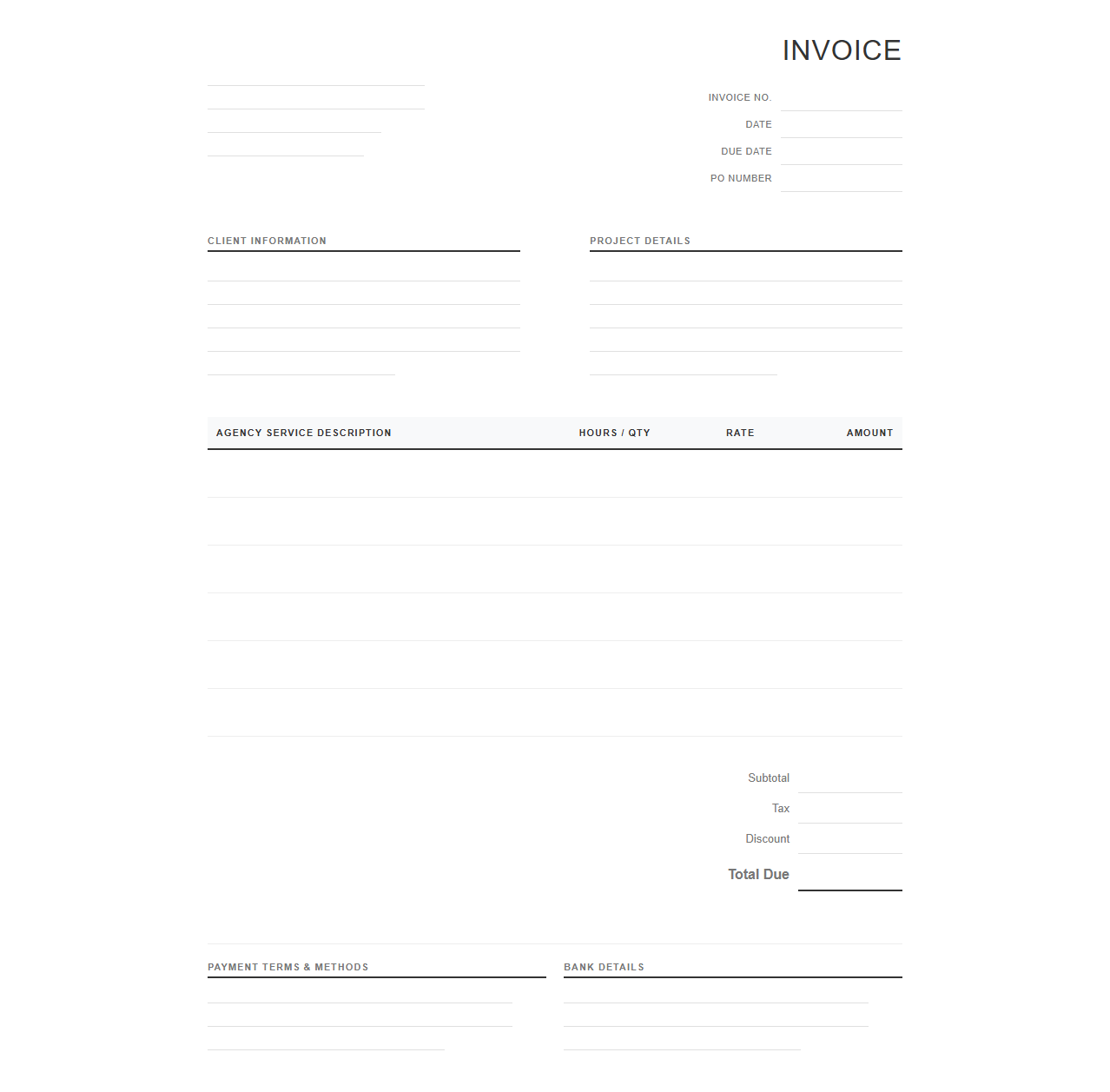 Agency Service Invoice Template