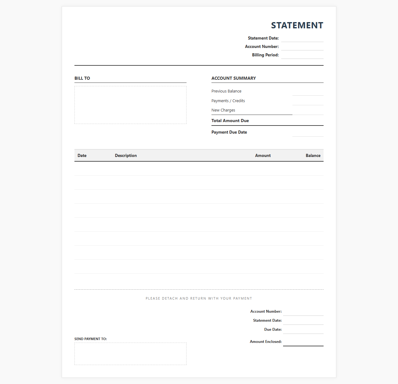 Annual Account Billing Statement Format