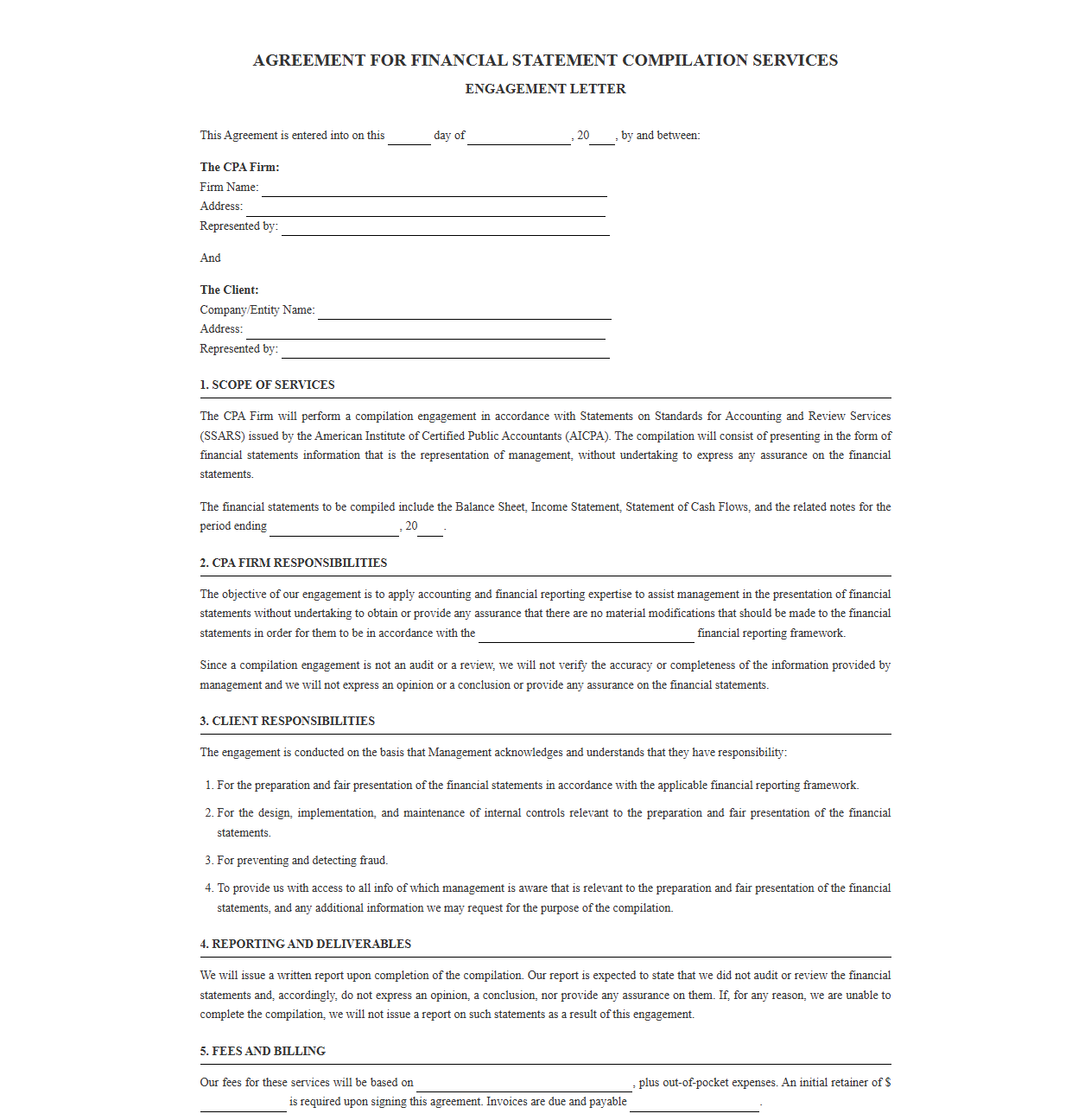 CPA Financial Statement Compilation Contract