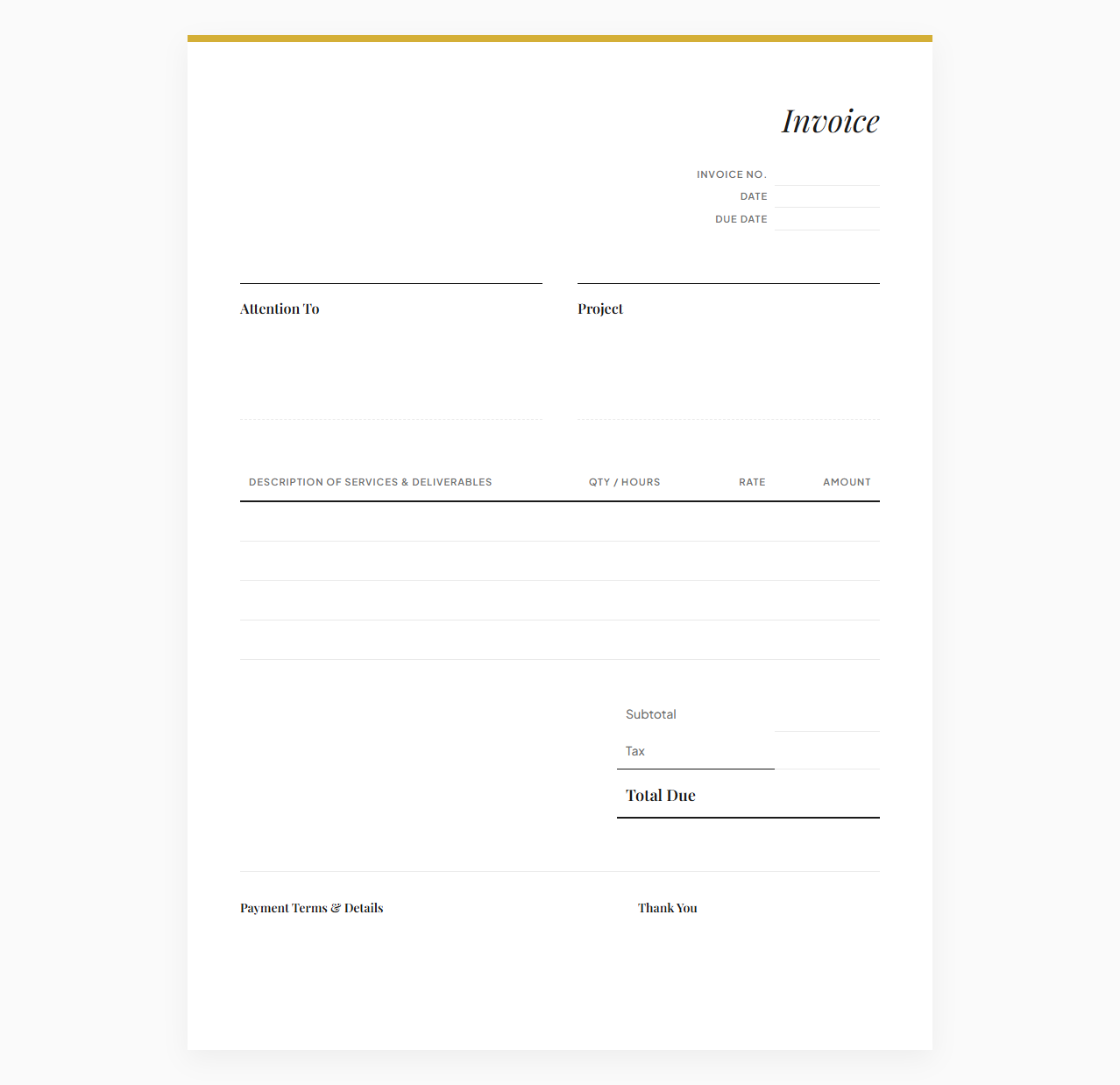 Creative Copywriter Professional Billing Invoice