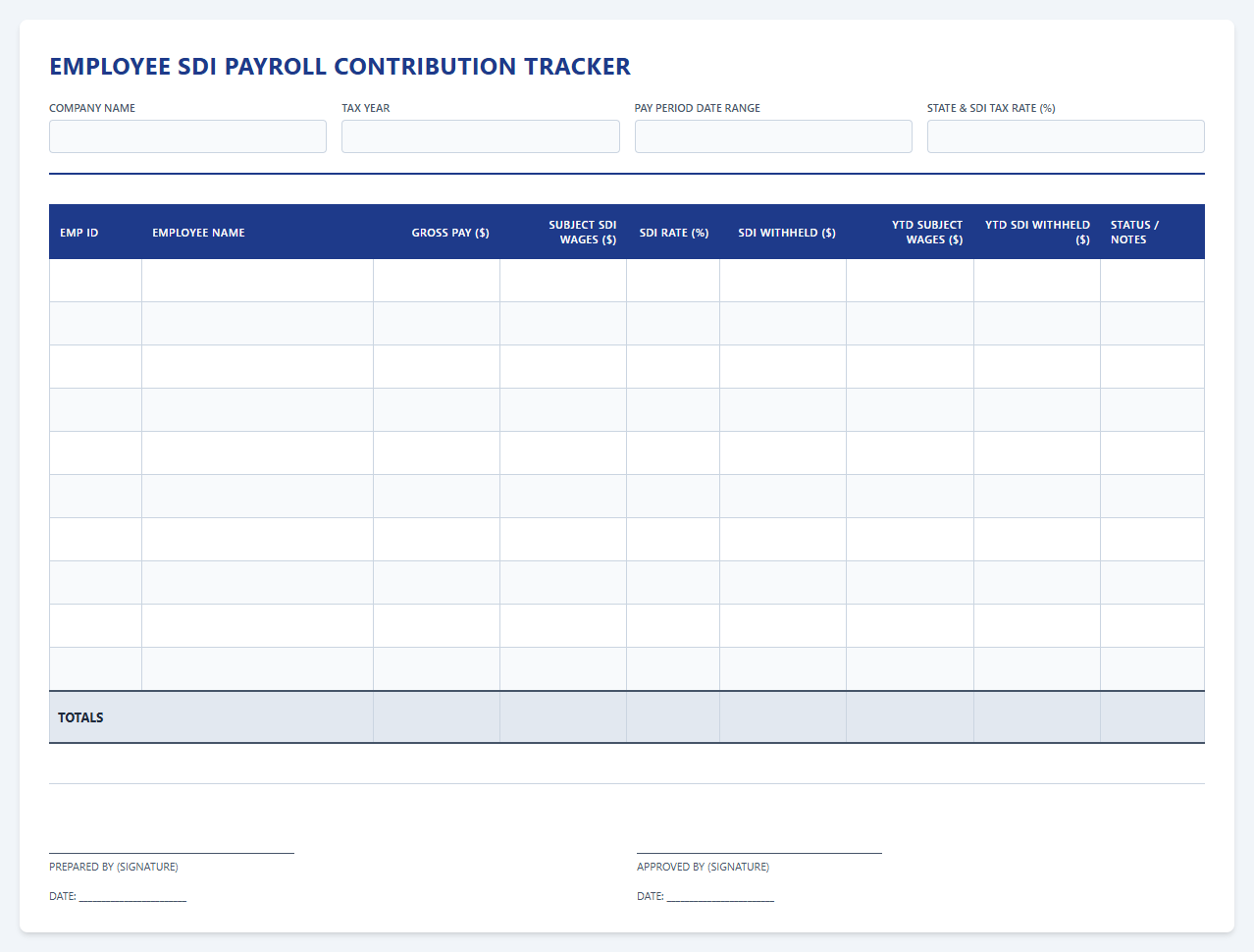 Employee SDI Payroll Contribution Tracker