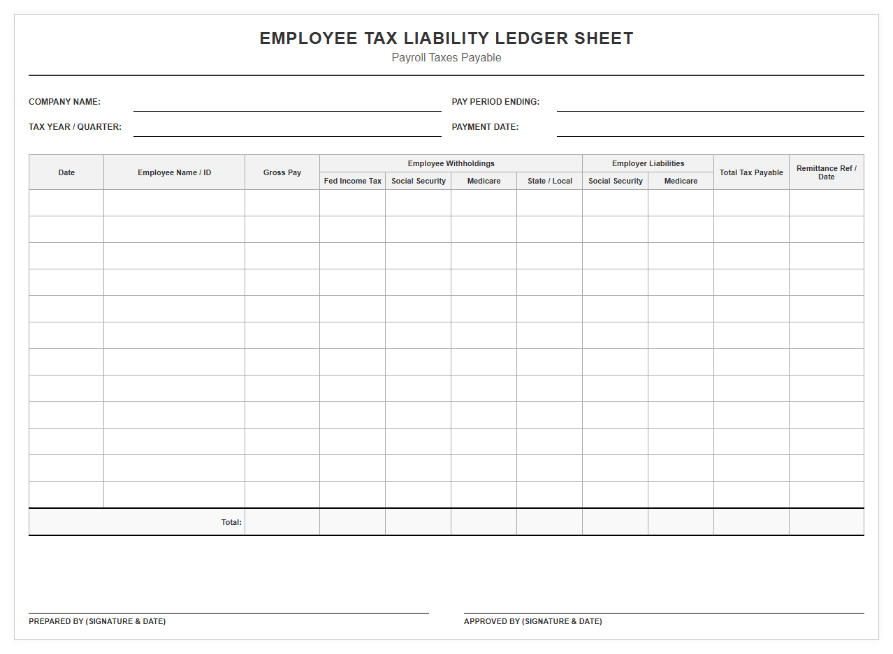 Employee Tax Liability Ledger Sheet