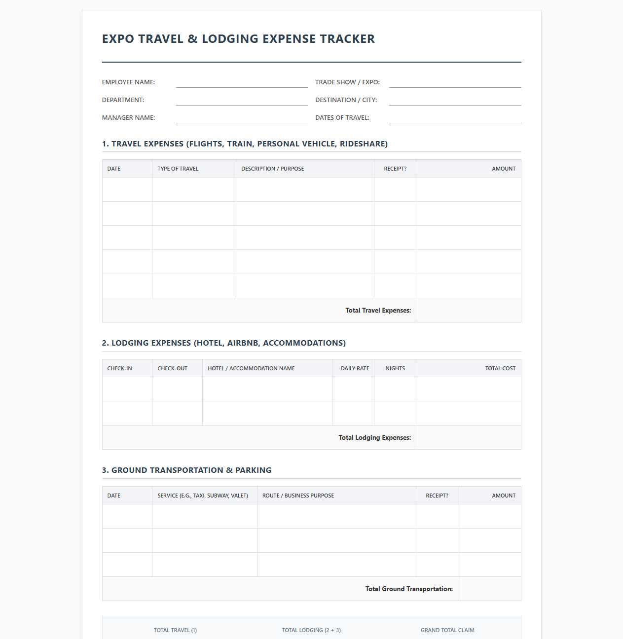 Expo Travel and Lodging Expense Tracker