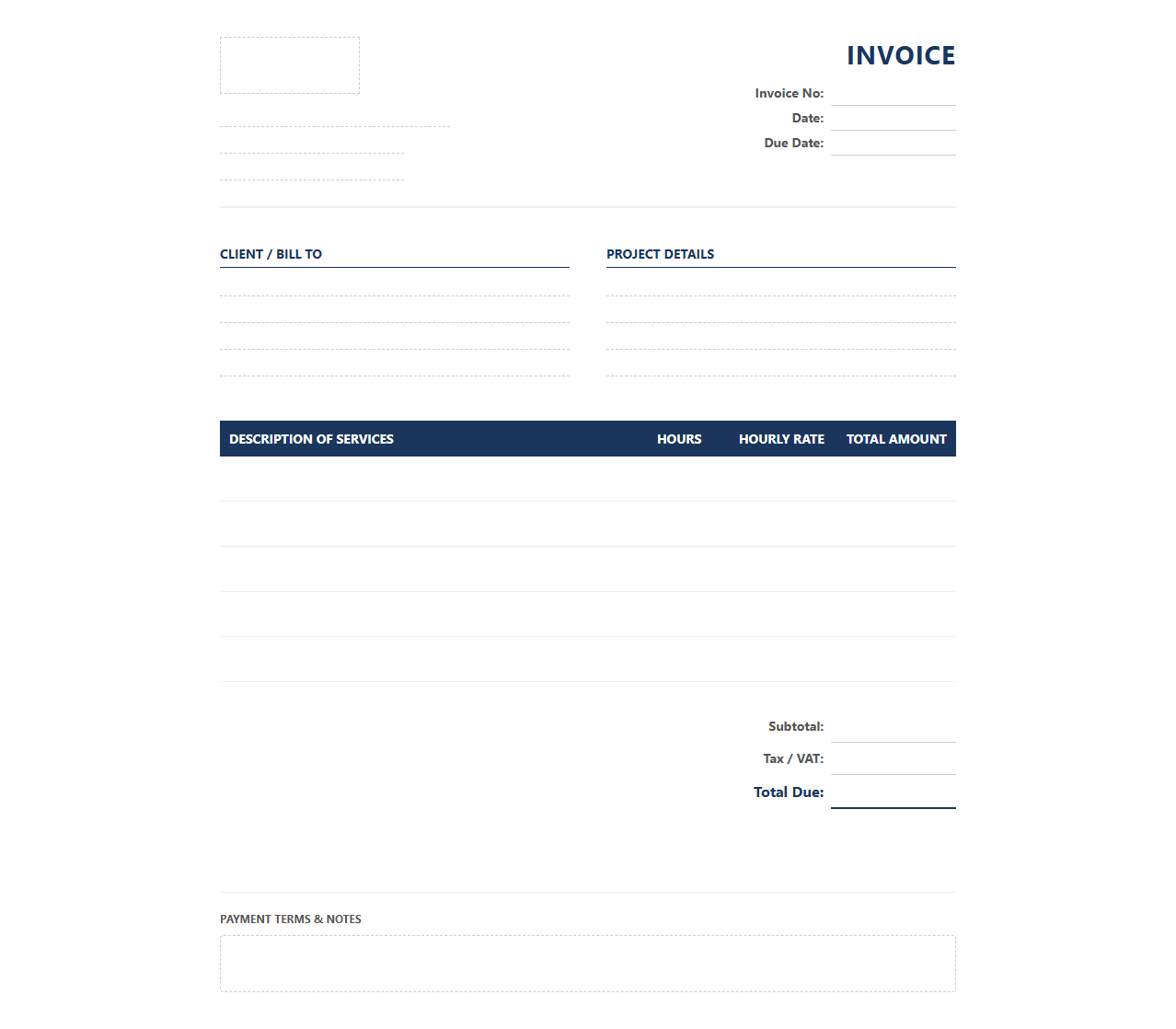 Hourly Rate Consulting Invoice Template