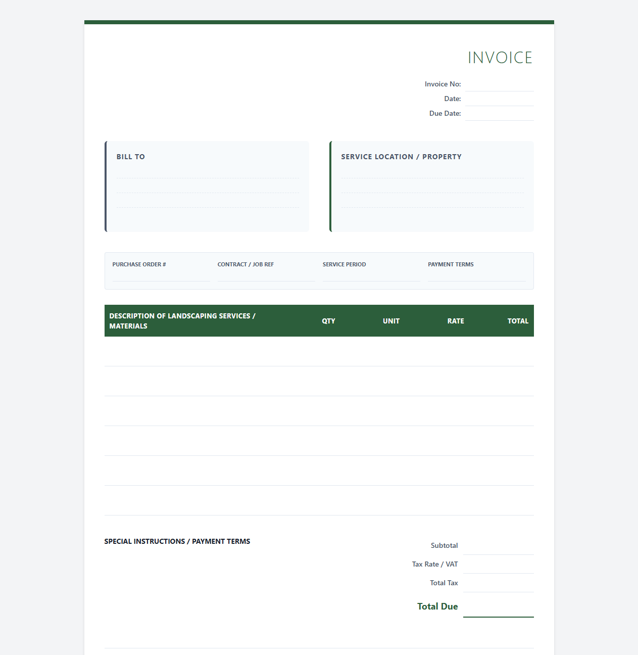 Industrial Landscaping Service Invoice Template