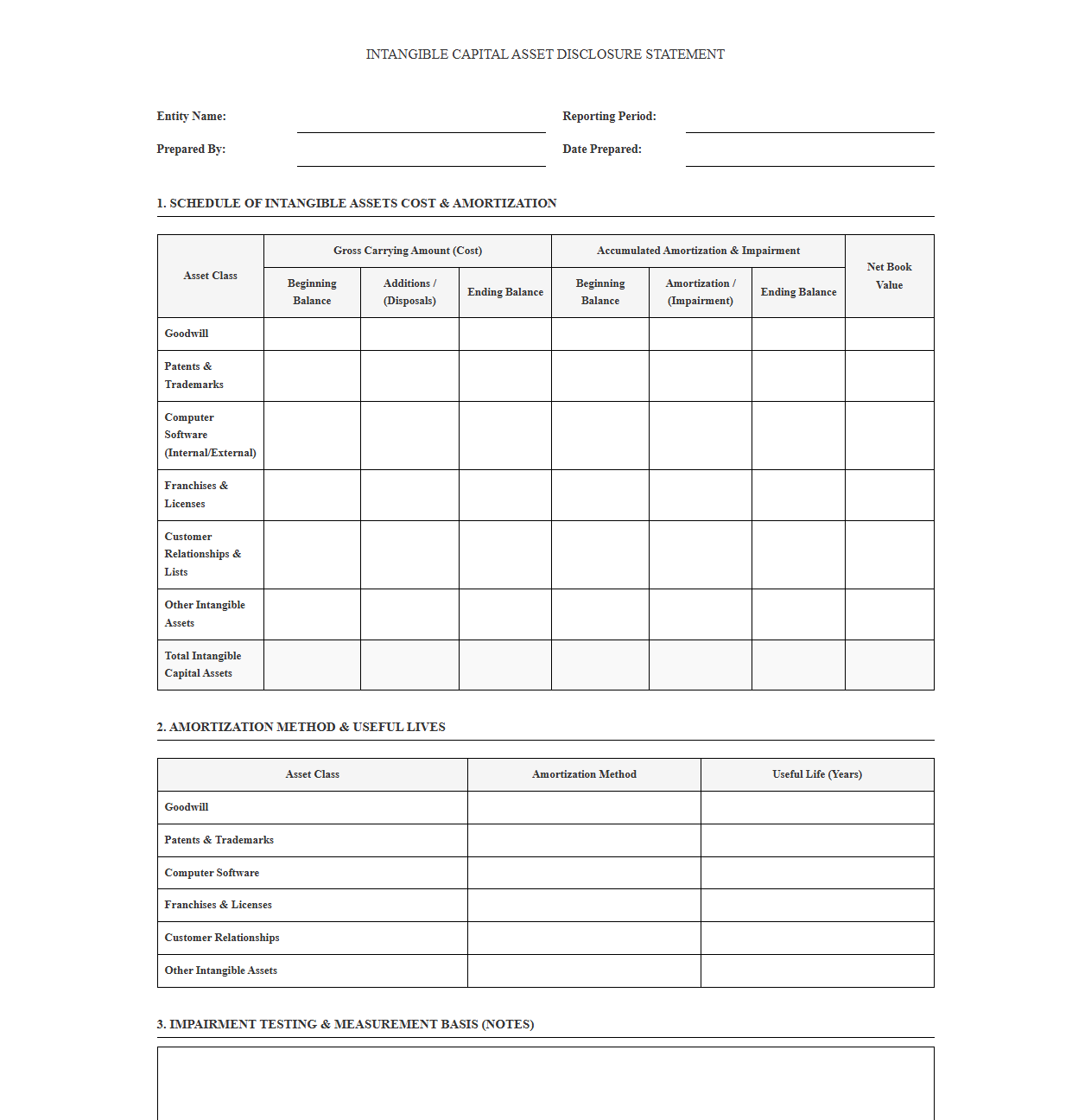 Intangible Capital Asset Disclosure Statement Template
