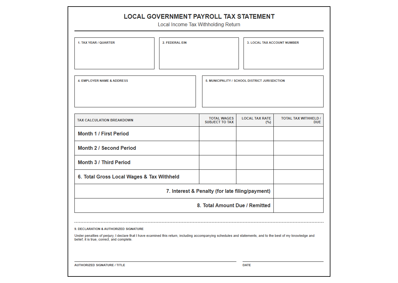 Local Government Payroll Tax Statement