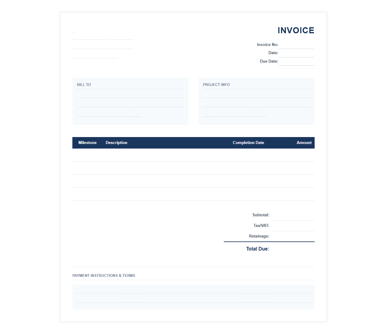Milestone Billing Invoice Template