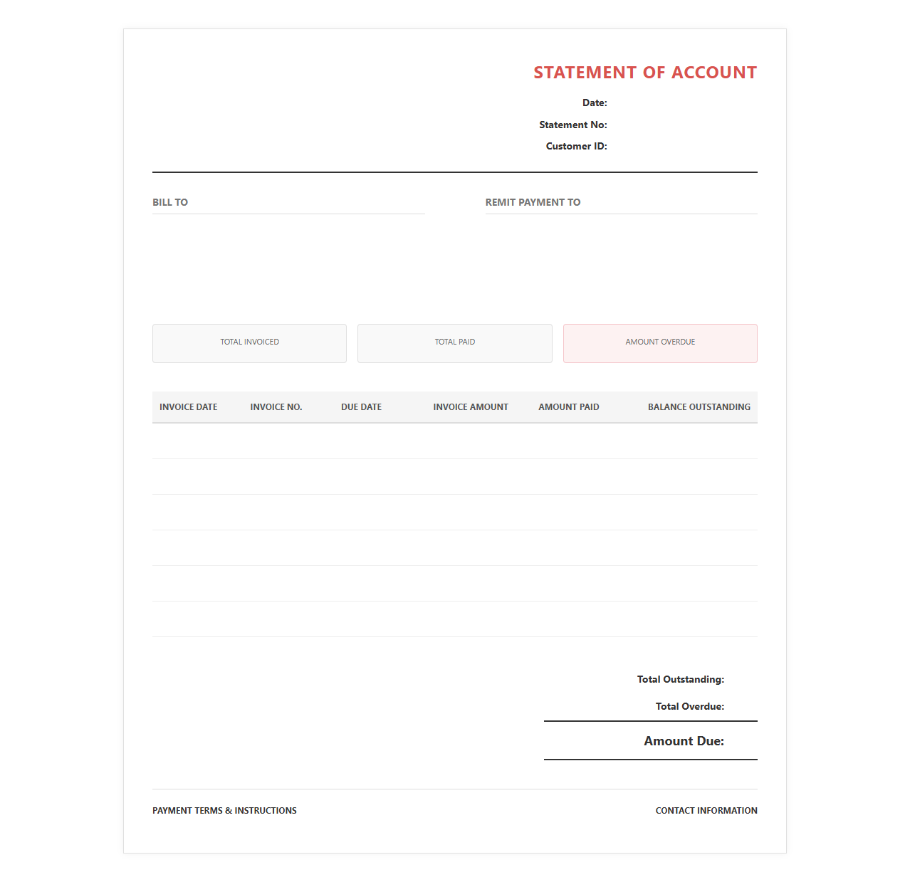 Overdue Invoice Statement of Account