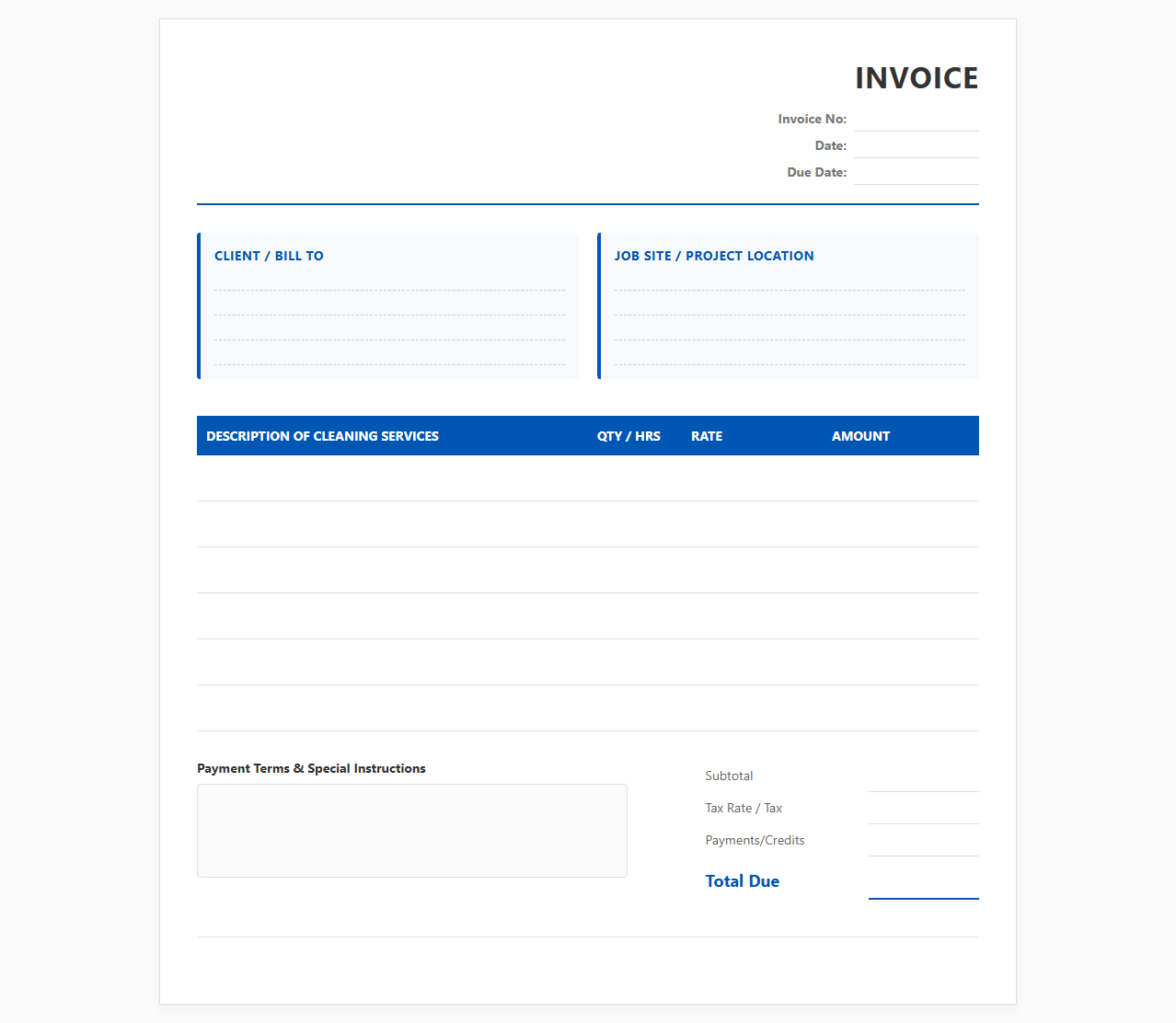 Post-Construction Cleaning Invoice Template